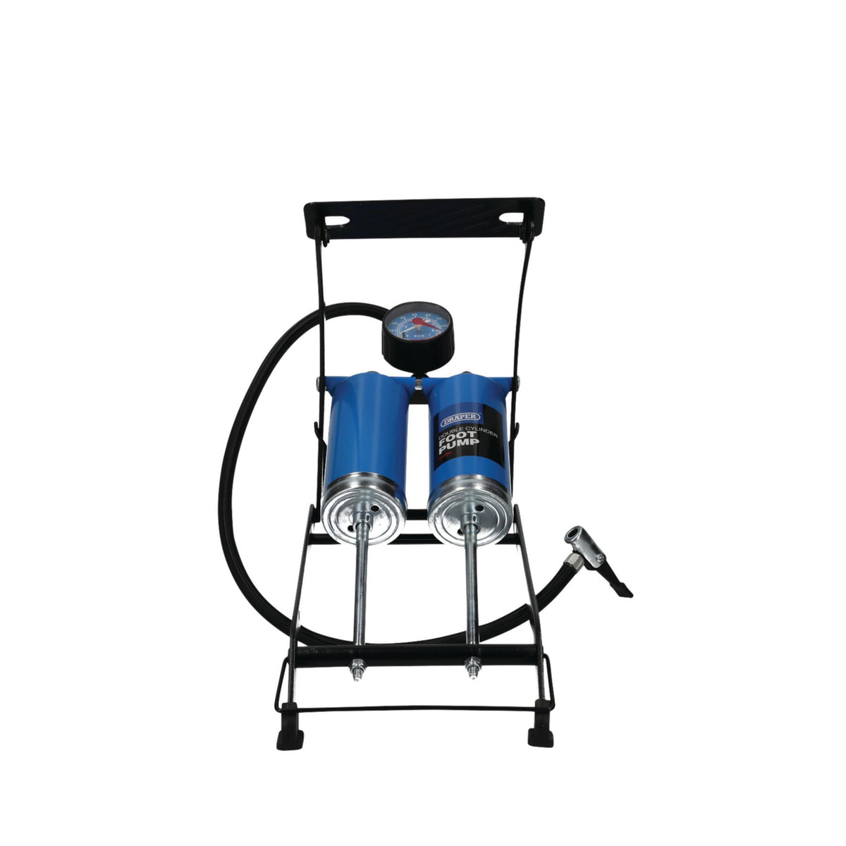 DRAPER Double Cylinder Foot Pump with Pressure Gauge: Model No.4435