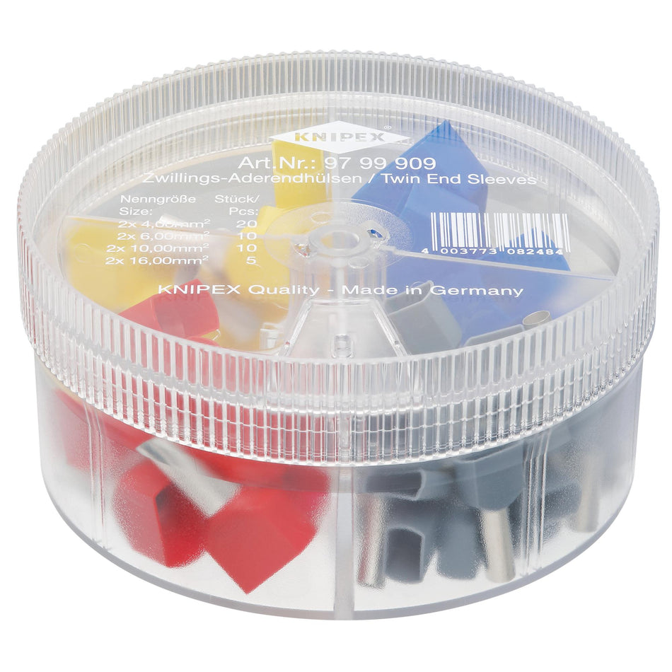 KNIPEX 97 99 909 Assortment Boxes with 45 Twin Wire Ferrules, 4 parts