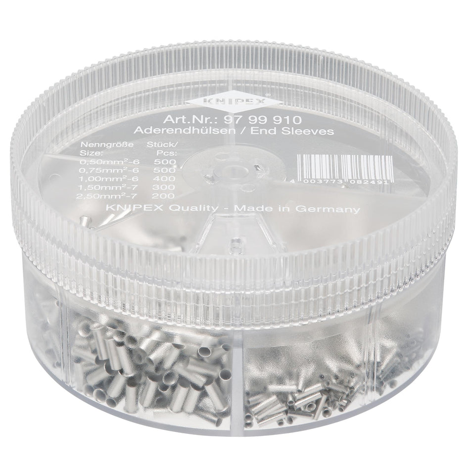 KNIPEX 97 99 910 Assortment Boxes with 1900 Non-Insulated Wire Ferrules, 5 x Wire