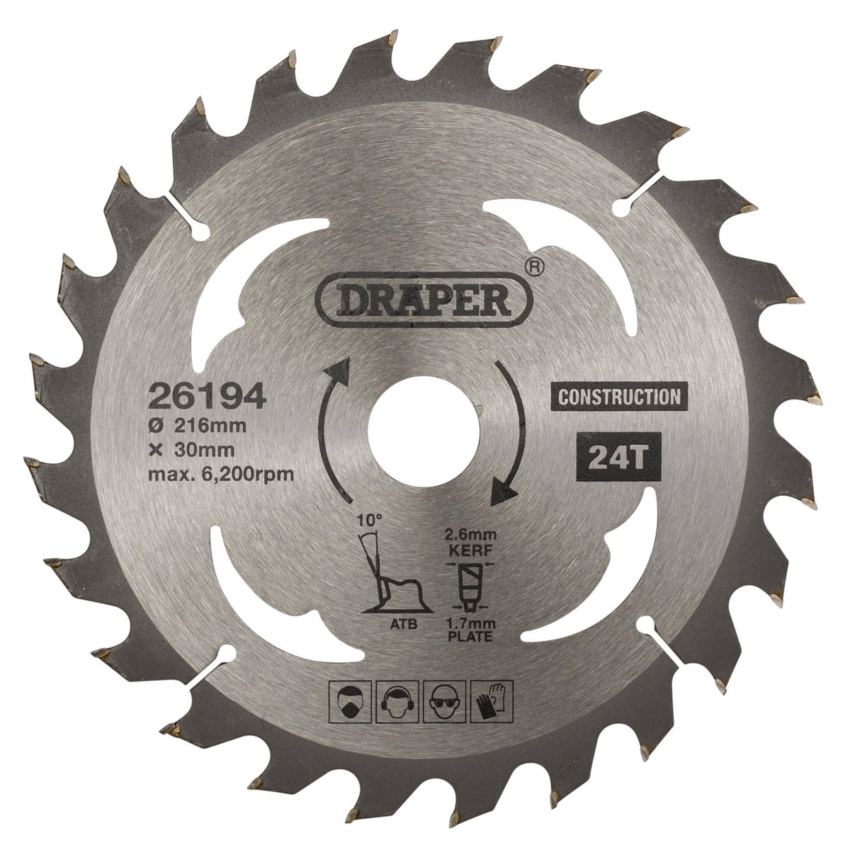 TCT Construction Circular Saw Blade, 216 x 30mm, 24T: Model No. SBC4