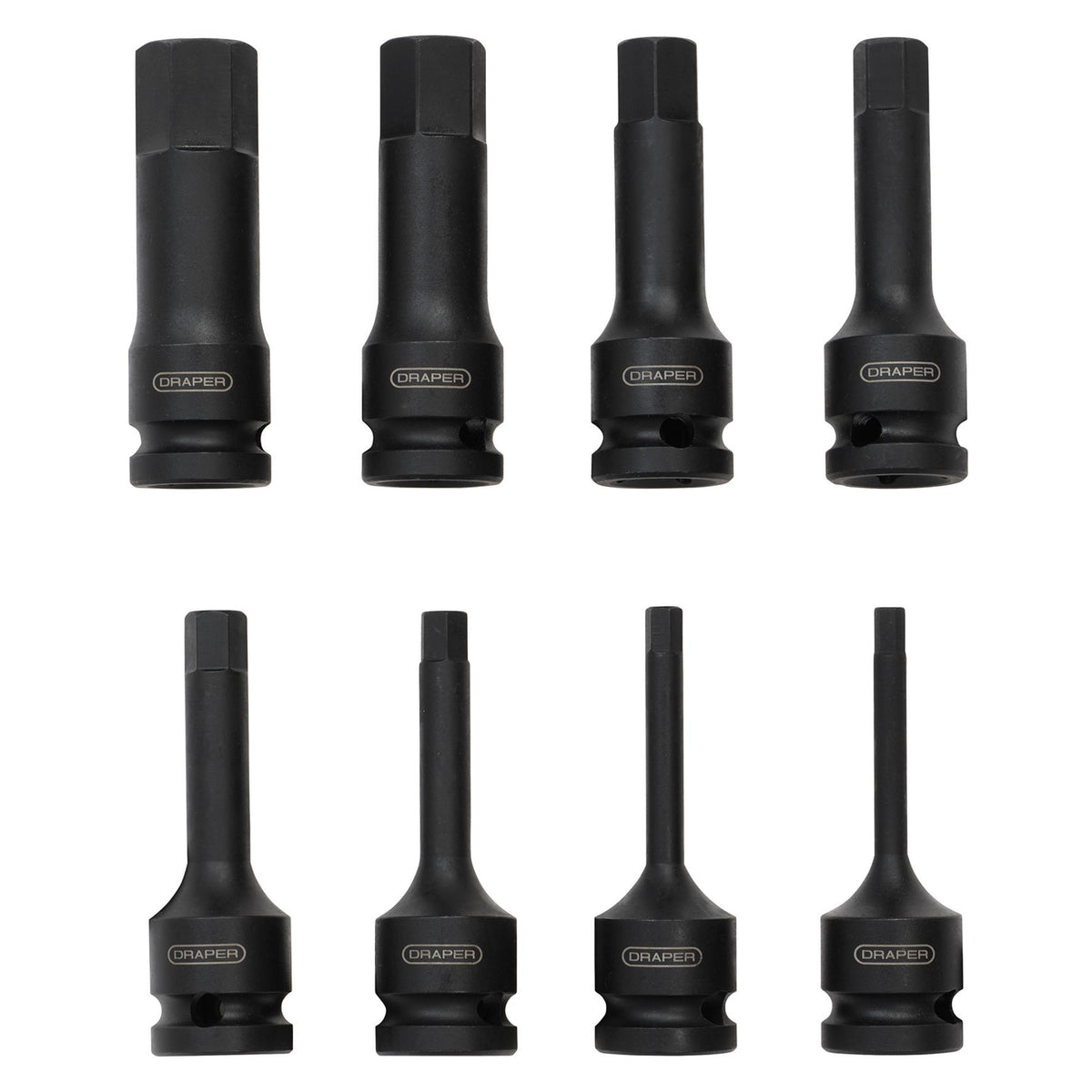 DRAPER Expert 8 Piece 1/2in. Sq. Dr. Impact Hexagonal Socket Bit Set: Model No.410/8/HEX/A