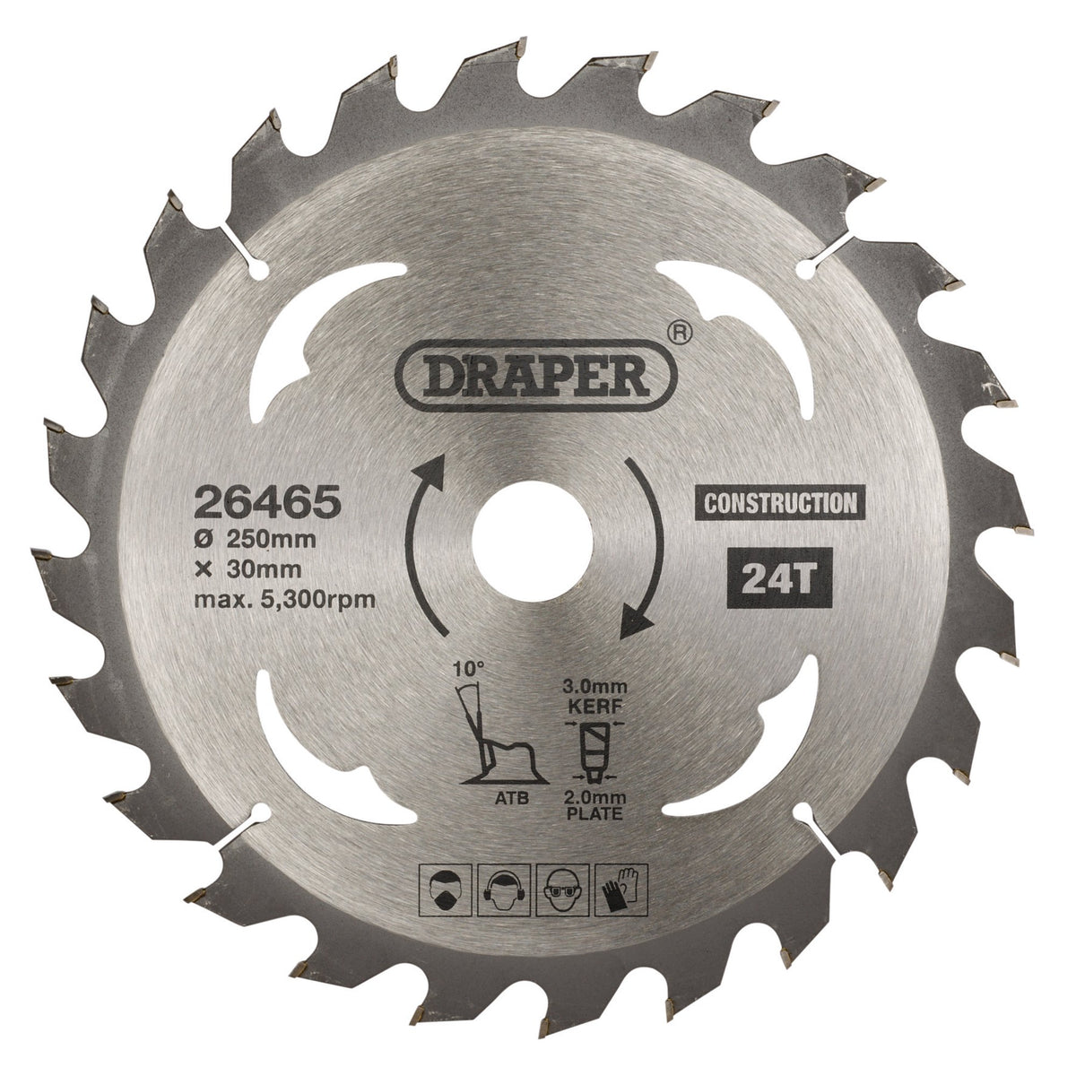 TCT Construction Circular Saw Blade, 250 x 30mm, 24T: Model No. SBC6