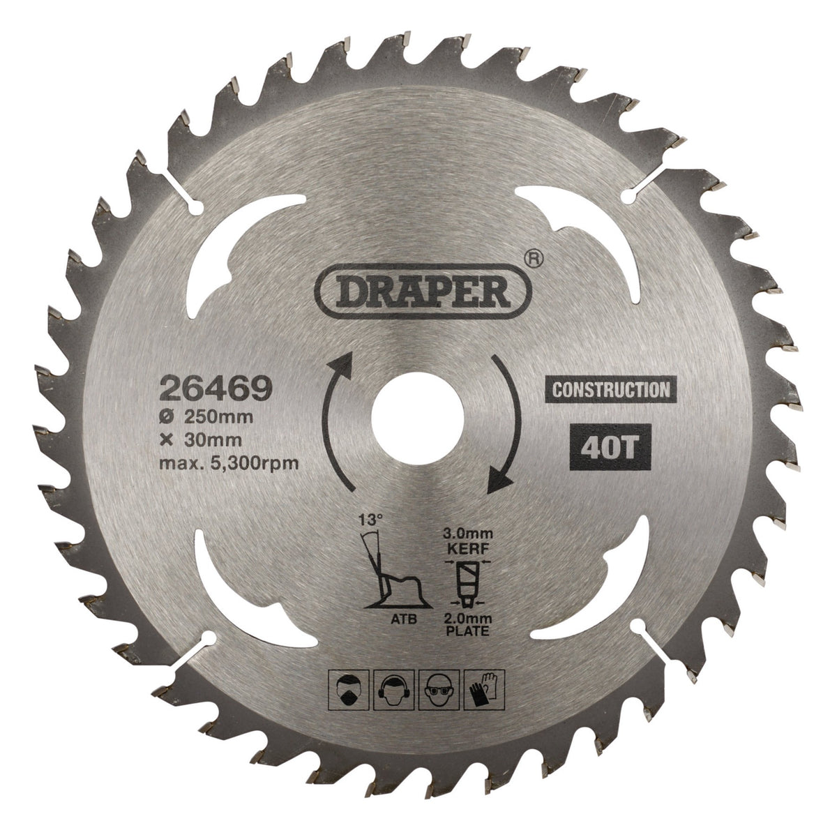 TCT Construction Circular Saw Blade, 250 x 30mm, 40T: Model No. SBC7