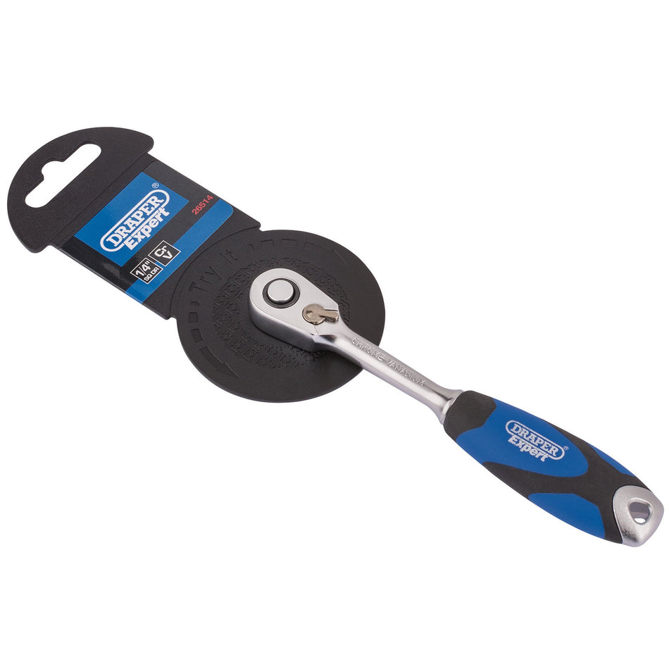 DRAPER 1/4" Sq. Dr. 60 Tooth Micro Head Reversible Soft Grip Ratchet: Model No. B60MH/SG