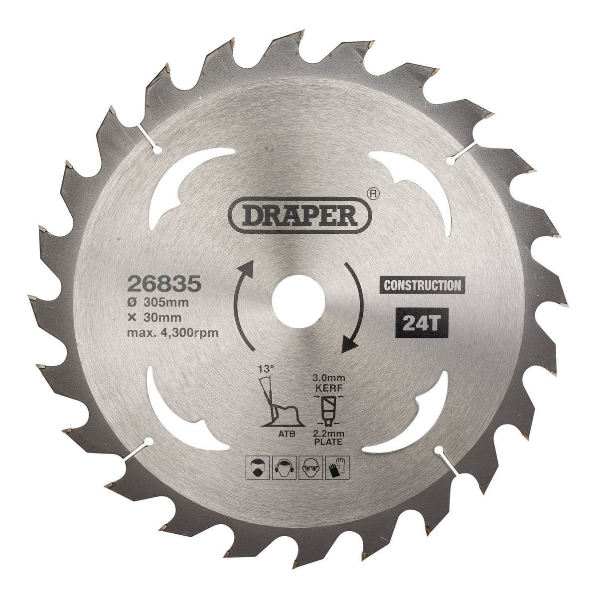 TCT Construction Circular Saw Blade, 305 x 30mm, 24T: Model No. SBC8