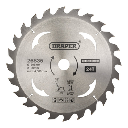TCT Construction Circular Saw Blade, 305 x 30mm, 24T: Model No. SBC8