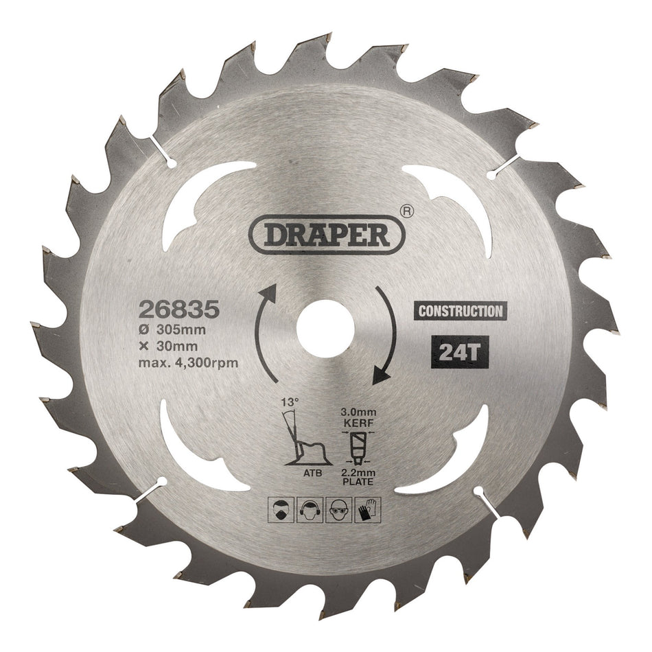 TCT Construction Circular Saw Blade, 305 x 30mm, 24T: Model No. SBC8
