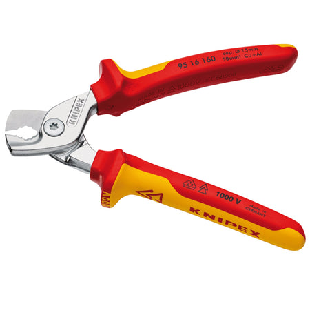 KNIPEX 95 16 160 SB StepCut VDE Insulated Cable Shears, 160mm: No.95 16 160 SB