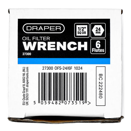 Oil Filter Wrench, 1/2" Sq. Dr., 24mm/6 Flutes