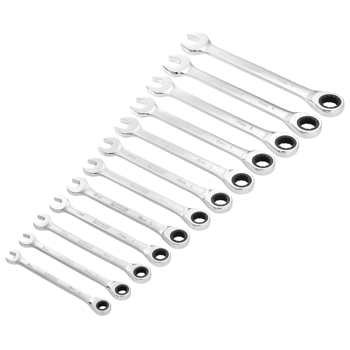 Draper HI-TORQ Metric Ratchet Combination Spanner Set (12 Piece) : Model No. 8230MM/12