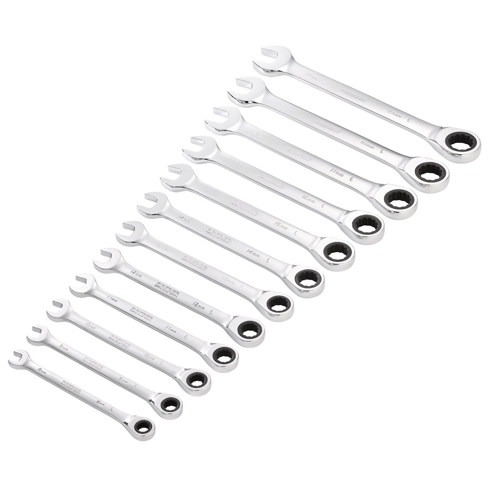 Draper HI-TORQ Metric Ratchet Combination Spanner Set (12 Piece) : Model No. 8230MM/12
