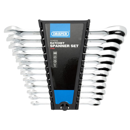 Draper HI-TORQ Metric Ratchet Combination Spanner Set (12 Piece) : Model No. 8230MM/12
