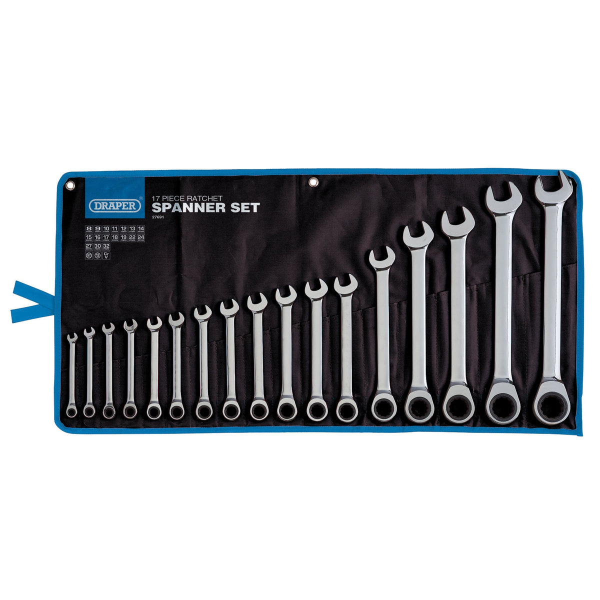 Draper HI-TORQ Metric Ratchet Combination Spanner Set (17 Piece) : Model No. 8230MM/17