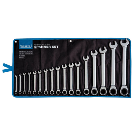 Draper HI-TORQ Metric Ratchet Combination Spanner Set (17 Piece) : Model No. 8230MM/17