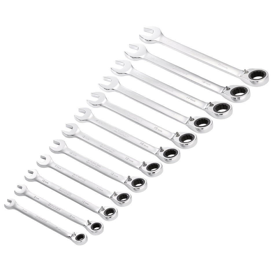 Draper HI-TORQ Metric Reversible Ratchet Combination Spanner Set (12 Piece) : Model No. 8230RMM/12