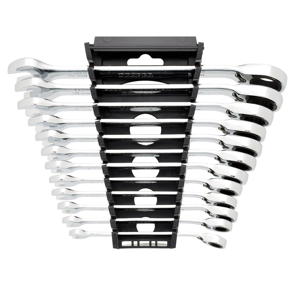 Draper HI-TORQ Metric Reversible Ratchet Combination Spanner Set (12 Piece) : Model No. 8230RMM/12
