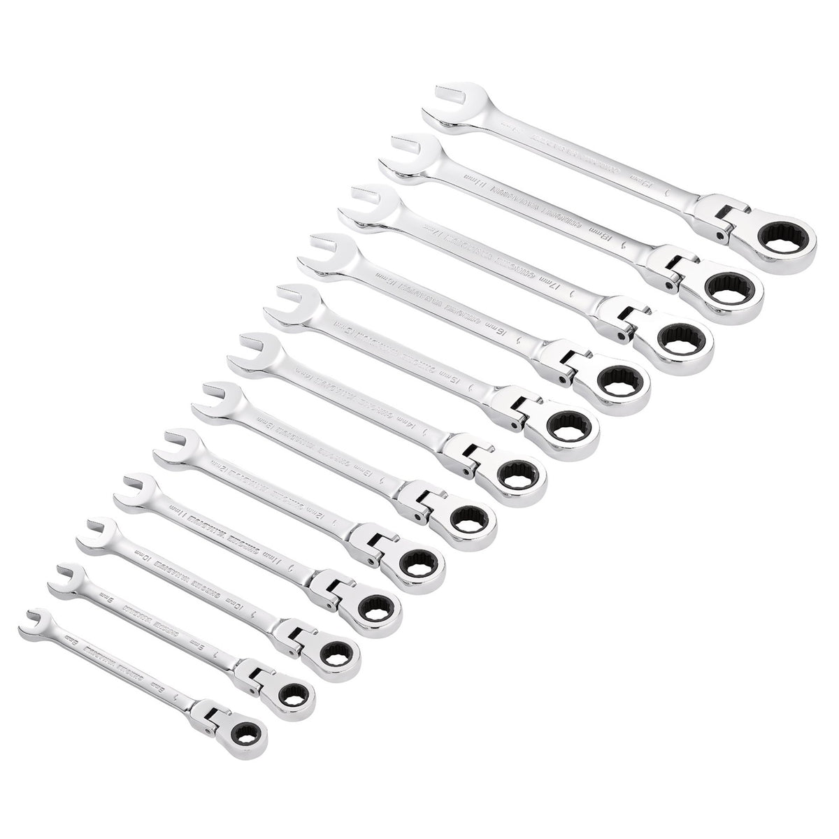 Draper HI-TORQ Metric Flexible Head Ratchet Combination Spanner Set (12 Piece) : Model No. 8230FMM/12