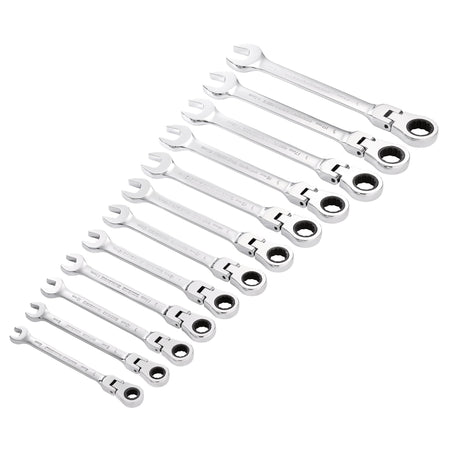 Draper HI-TORQ Metric Flexible Head Ratchet Combination Spanner Set (12 Piece) : Model No. 8230FMM/12
