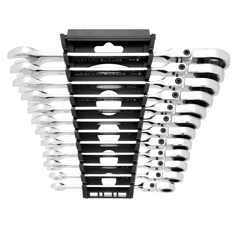 Draper HI-TORQ Metric Flexible Head Ratchet Combination Spanner Set (12 Piece) : Model No. 8230FMM/12