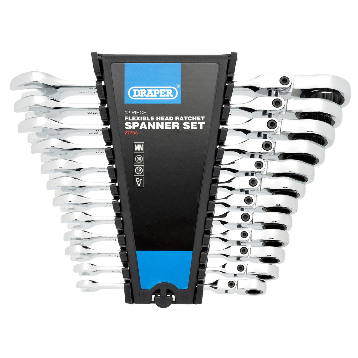 Draper HI-TORQ Metric Flexible Head Ratchet Combination Spanner Set (12 Piece) : Model No. 8230FMM/12
