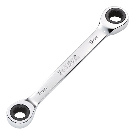 Draper HI-TORQ Metric Double Ratchet Ring Spanner, 8 x 9mm : Model No. 8231BSMM