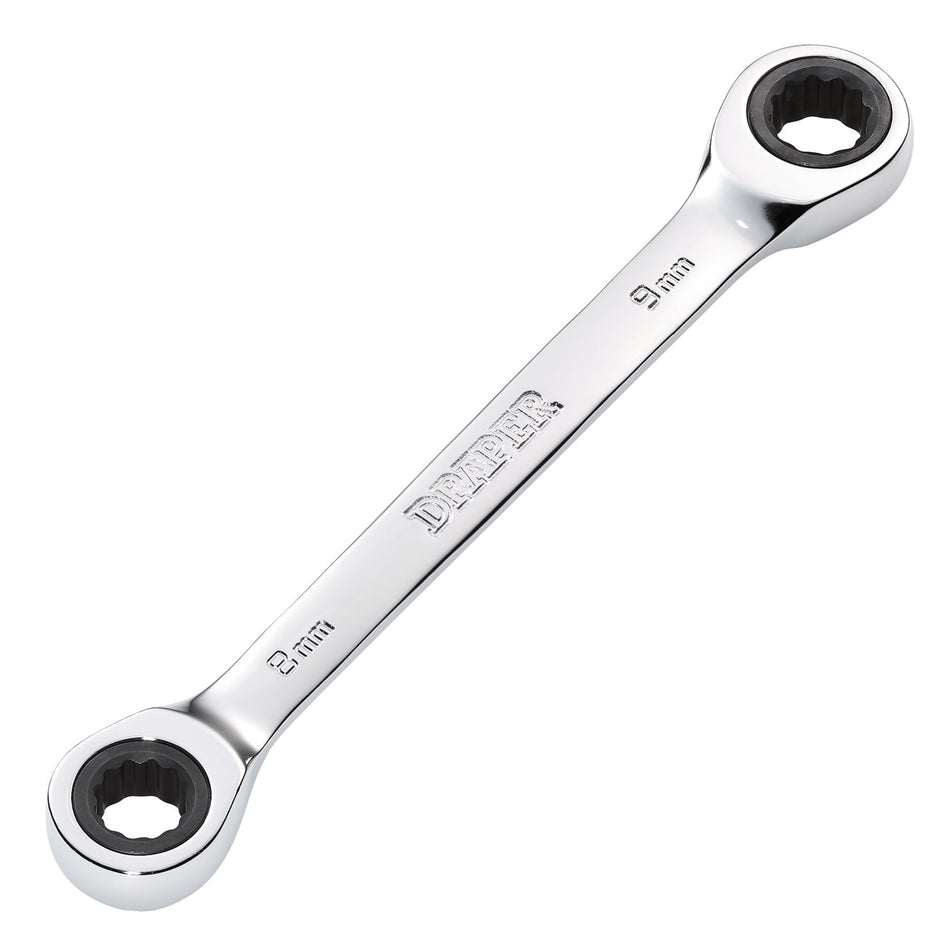 Draper HI-TORQ Metric Double Ratchet Ring Spanner, 8 x 9mm : Model No. 8231BSMM