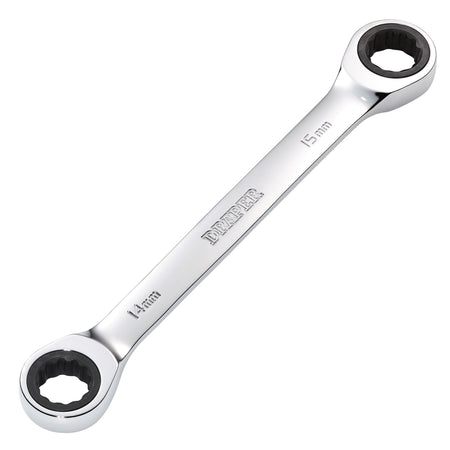 Draper HI-TORQ Metric Double Ratchet Ring Spanner, 14 x 15mm : Model No. 8231BSMM