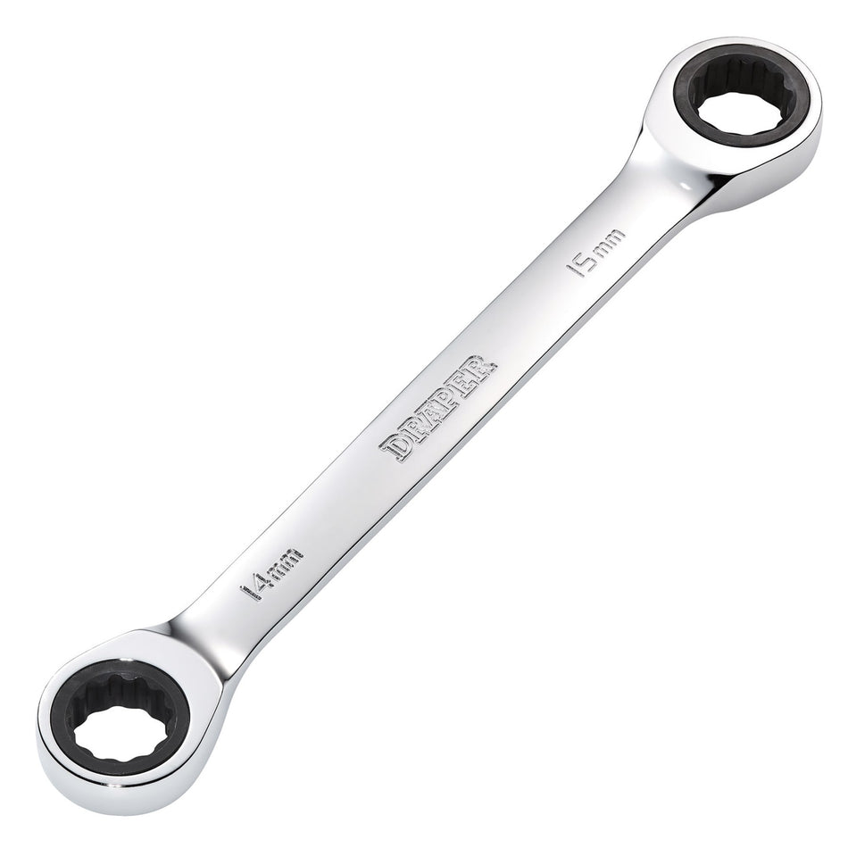 Draper HI-TORQ Metric Double Ratchet Ring Spanner, 14 x 15mm : Model No. 8231BSMM