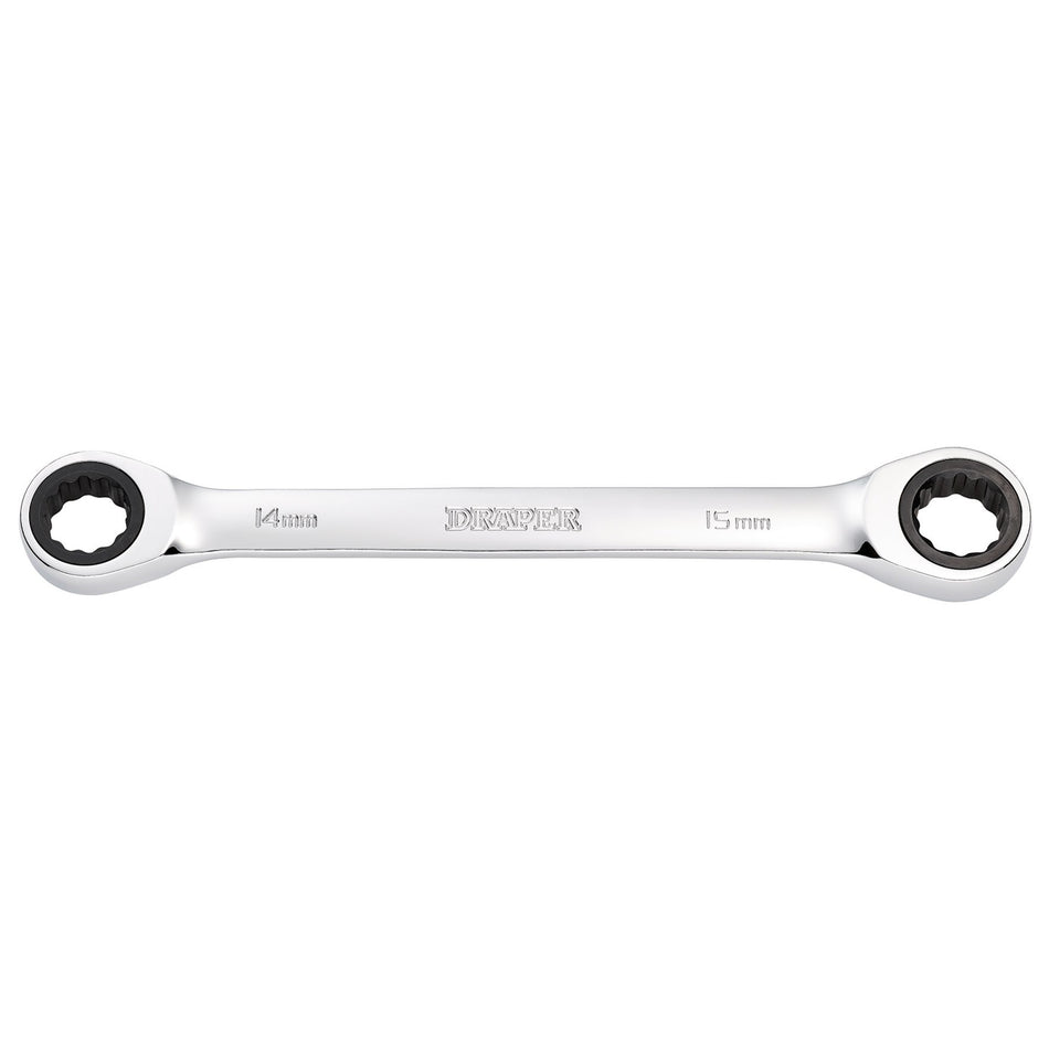 Draper HI-TORQ Metric Double Ratchet Ring Spanner, 14 x 15mm : Model No. 8231BSMM