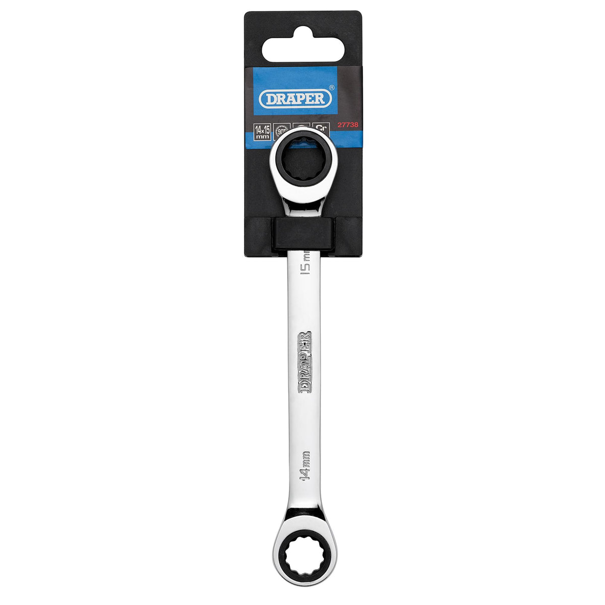 Draper HI-TORQ Metric Double Ratchet Ring Spanner, 14 x 15mm : Model No. 8231BSMM