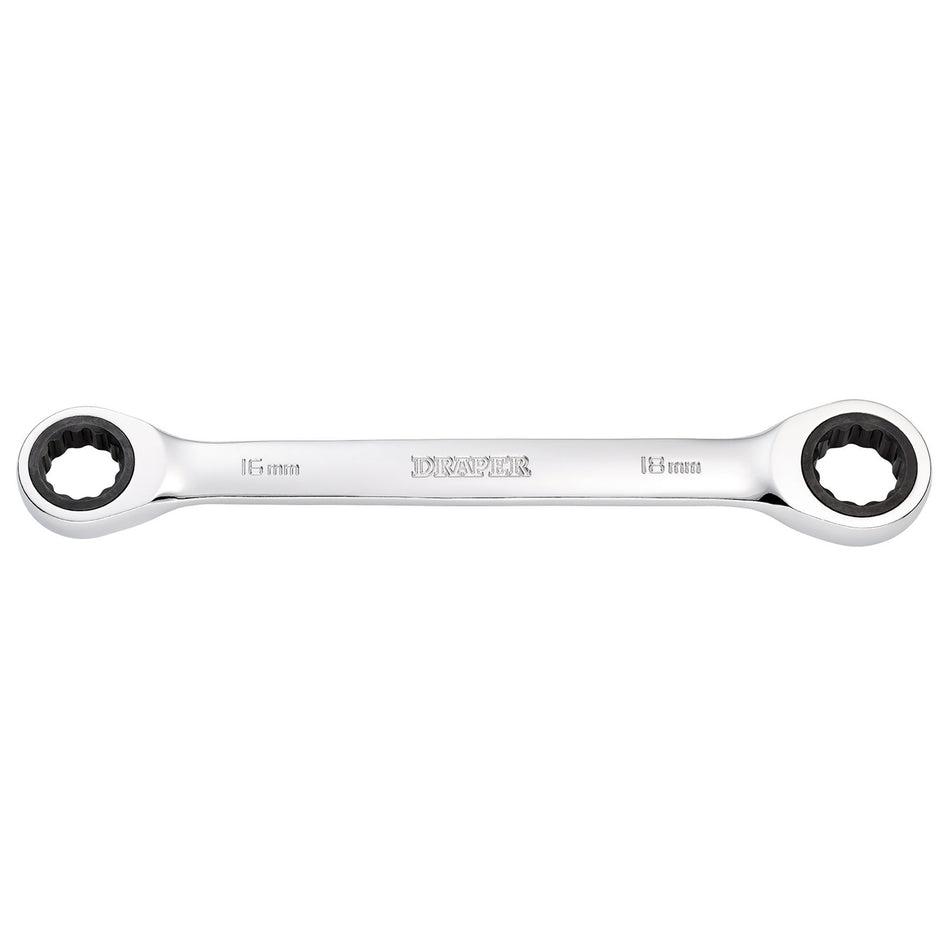 Draper HI-TORQ Metric Double Ratchet Ring Spanner, 16 x 18mm : Model No. 8231BSMM