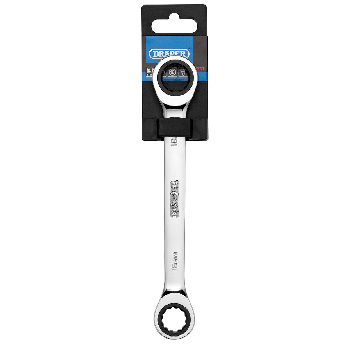 Draper HI-TORQ Metric Double Ratchet Ring Spanner, 16 x 18mm : Model No. 8231BSMM