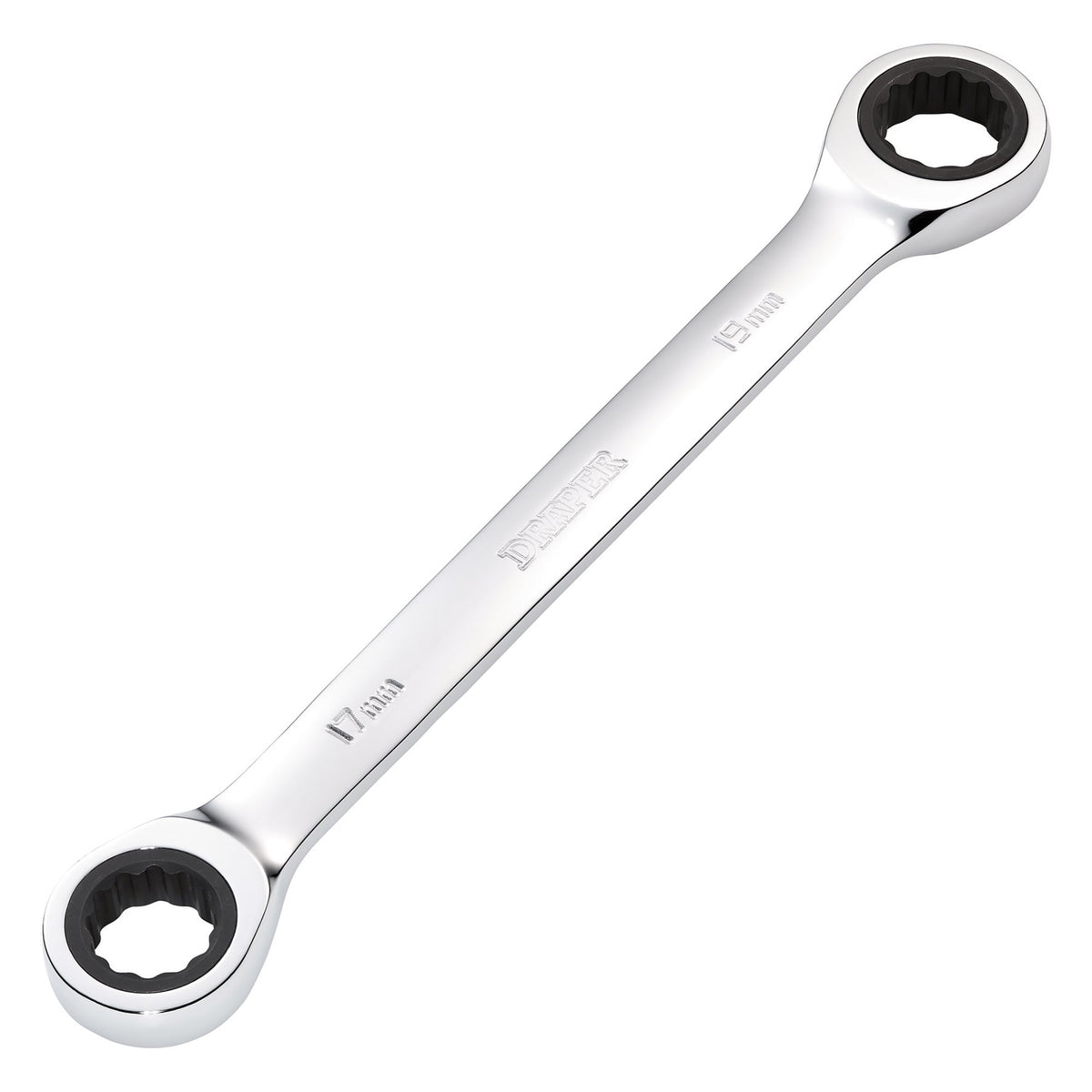 Draper HI-TORQ Metric Double Ratchet Ring Spanner, 17 x 19mm : Model No. 8231BSMM