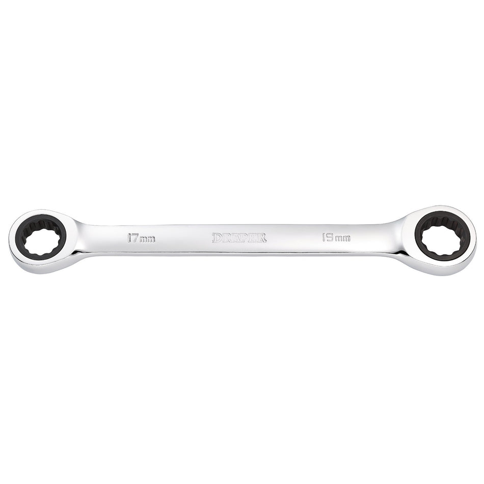 Draper HI-TORQ Metric Double Ratchet Ring Spanner, 17 x 19mm : Model No. 8231BSMM