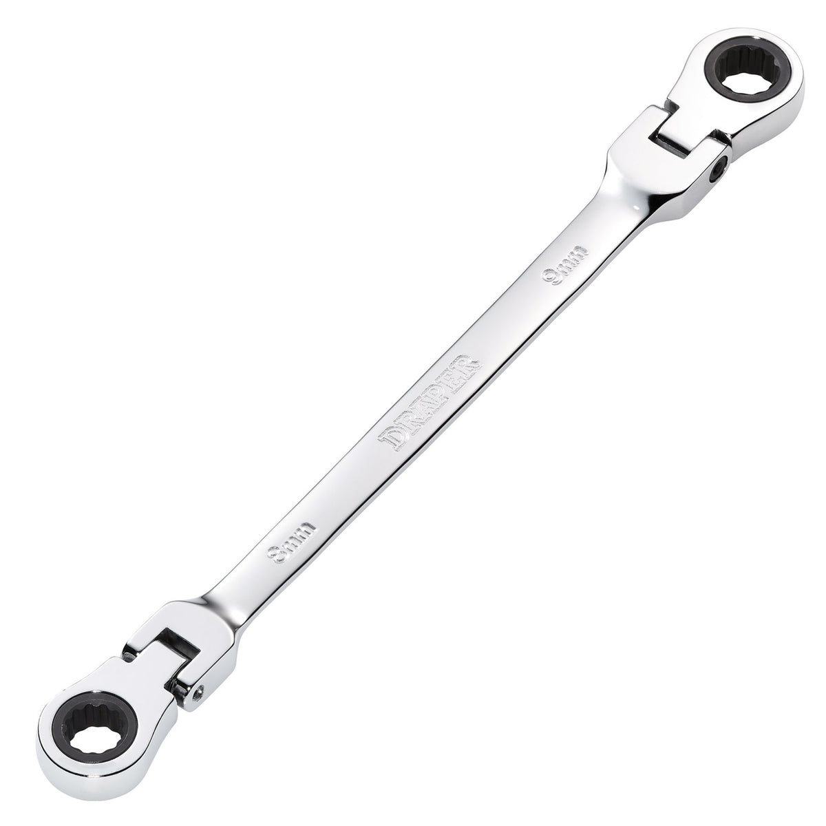 Draper HI-TORQ Metric Flexible Head Double Ring Ratchet Spanner, 8 x 9mm : Model No. 8231FBSMM