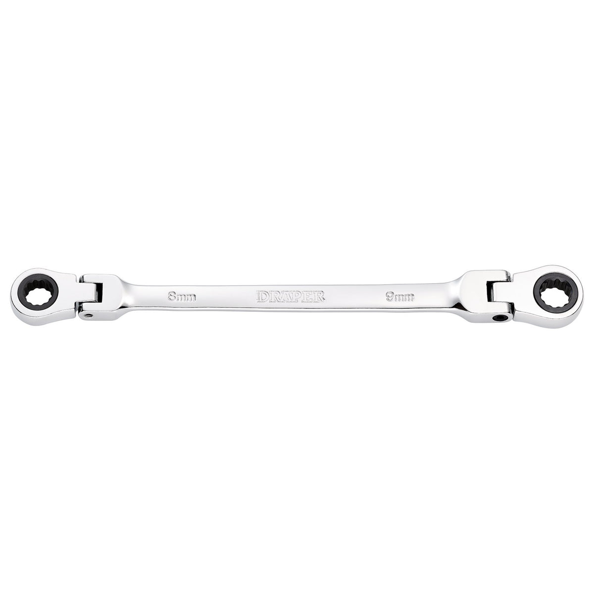 Draper HI-TORQ Metric Flexible Head Double Ring Ratchet Spanner, 8 x 9mm : Model No. 8231FBSMM