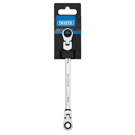 Draper HI-TORQ Metric Flexible Head Double Ring Ratchet Spanner, 8 x 9mm : Model No. 8231FBSMM