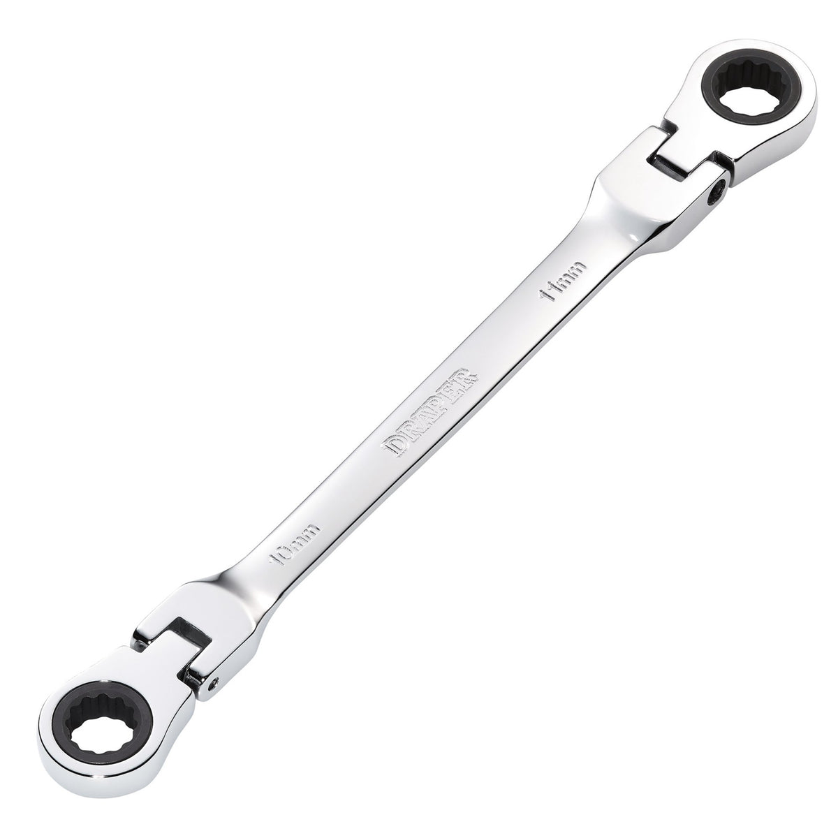 Draper HI-TORQ Metric Flexible Head Double Ring Ratchet Spanner, 10 x 11mm : Model No. 8231FBSMM