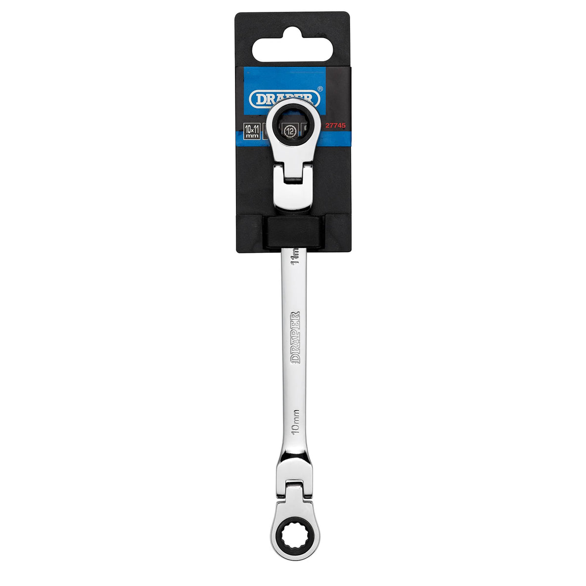 Draper HI-TORQ Metric Flexible Head Double Ring Ratchet Spanner, 10 x 11mm : Model No. 8231FBSMM
