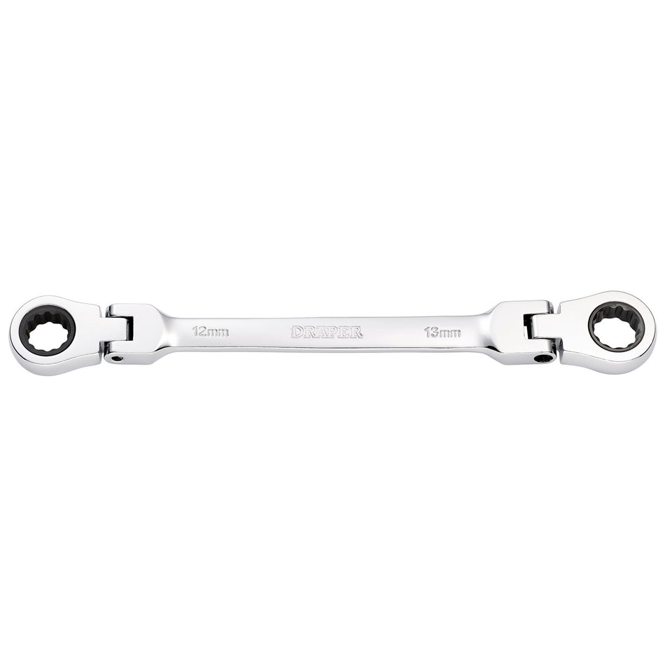 Draper HI-TORQ Metric Flexible Head Double Ring Ratchet Spanner, 12 x 13mm : Model No. 8231FBSMM