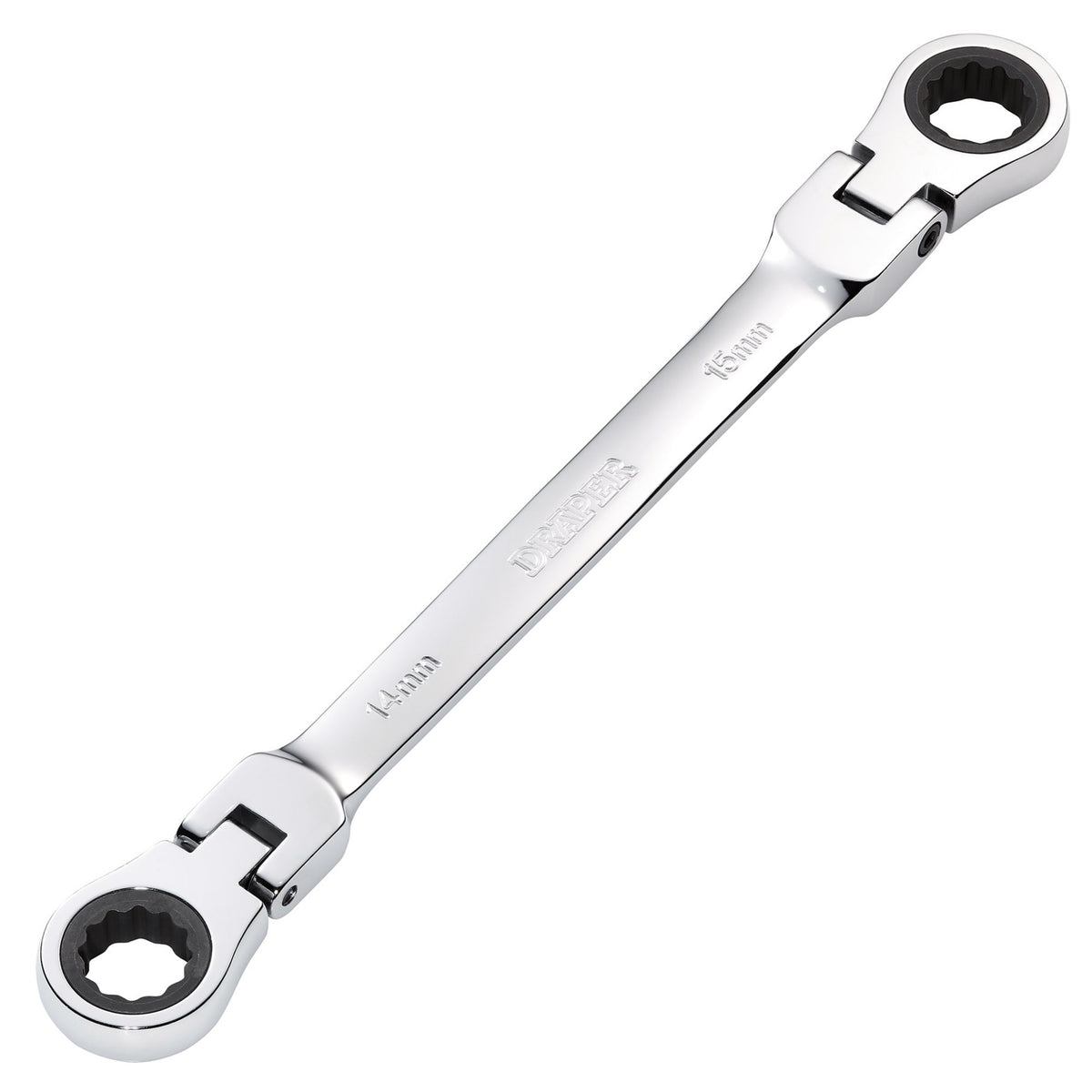 Draper HI-TORQ Metric Flexible Head Double Ring Ratchet Spanner, 14 x 15mm : Model No. 8231FBSMM