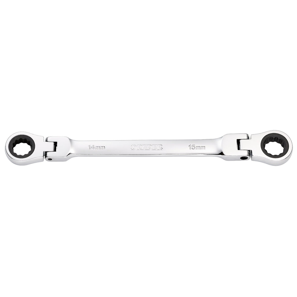 Draper HI-TORQ Metric Flexible Head Double Ring Ratchet Spanner, 14 x 15mm : Model No. 8231FBSMM