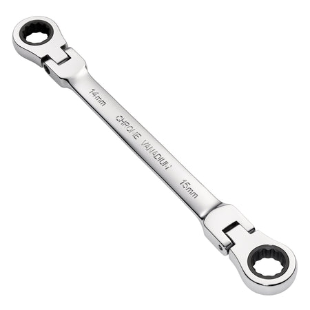Draper HI-TORQ Metric Flexible Head Double Ring Ratchet Spanner, 14 x 15mm : Model No. 8231FBSMM