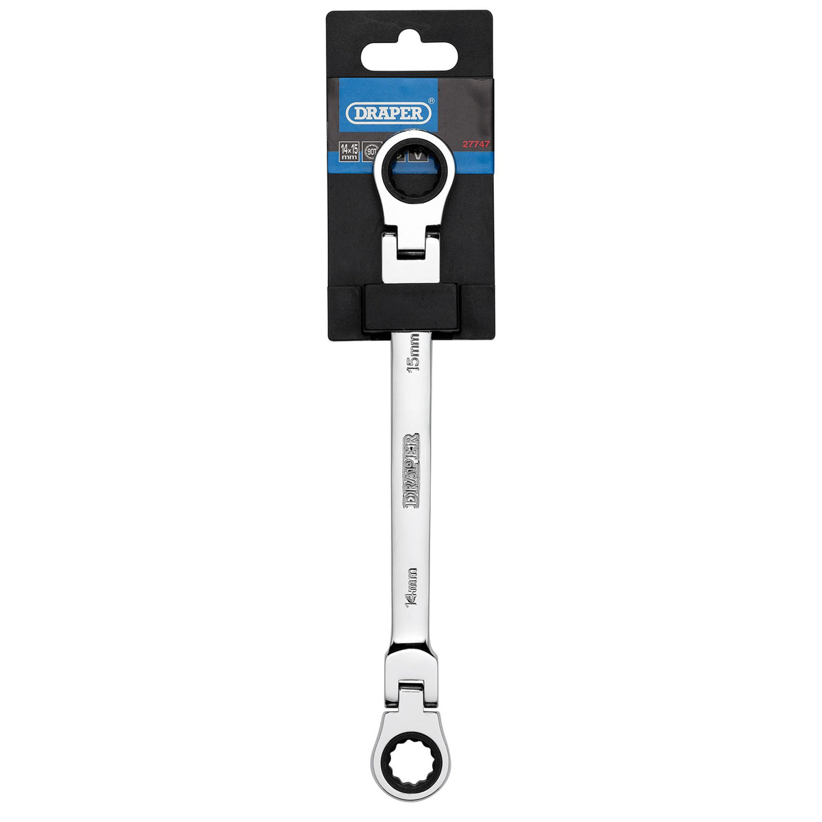 Draper HI-TORQ Metric Flexible Head Double Ring Ratchet Spanner, 14 x 15mm : Model No. 8231FBSMM