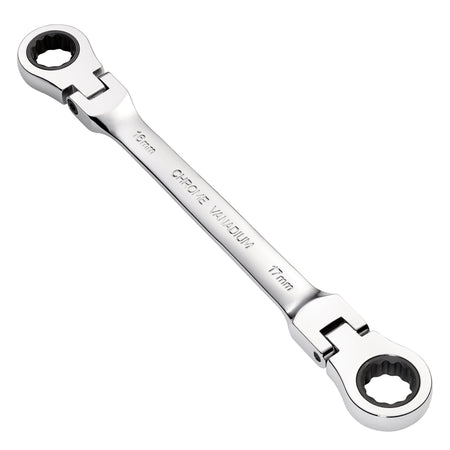 Draper HI-TORQ Metric Flexible Head Double Ring Ratchet Spanner, 16 x 17mm : Model No. 8231FBSMM