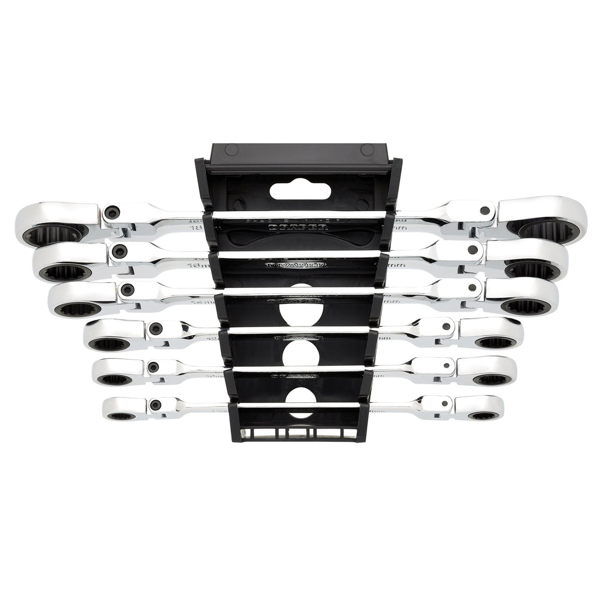 Draper HI-TORQ Metric Flexible Head Double Ring Ratchet Spanner Set (6 Piece) : Model No. 8231FBSMM/6