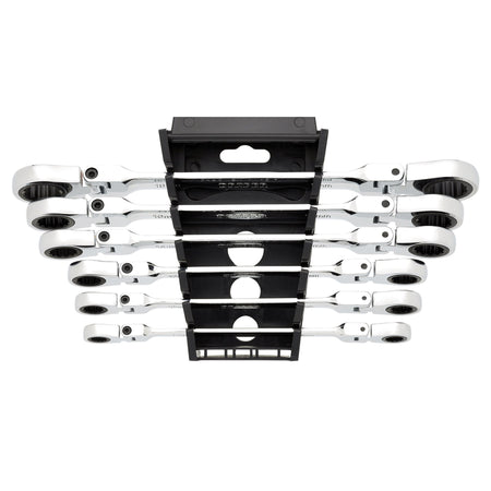 Draper HI-TORQ Metric Flexible Head Double Ring Ratchet Spanner Set (6 Piece) : Model No. 8231FBSMM/6