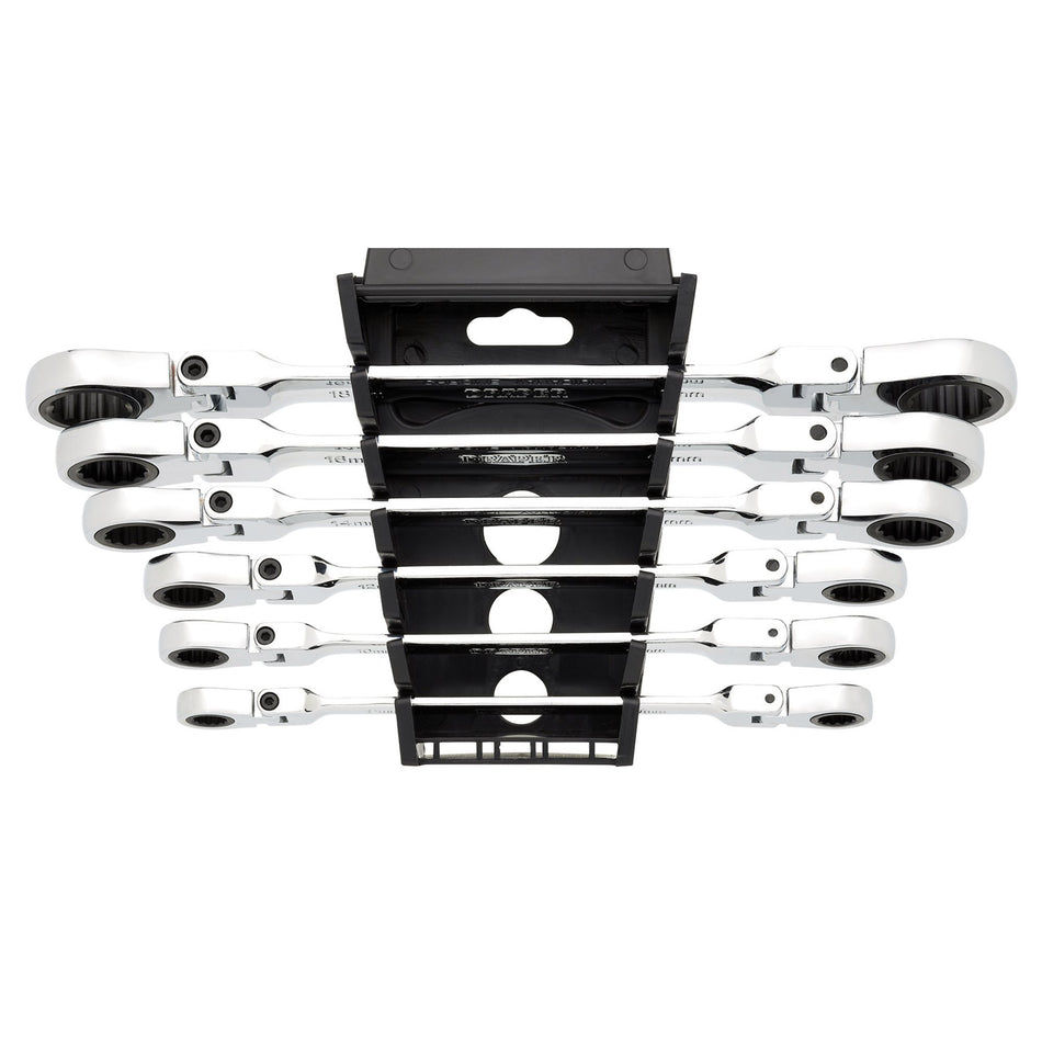 Draper HI-TORQ Metric Flexible Head Double Ring Ratchet Spanner Set (6 Piece) : Model No. 8231FBSMM/6