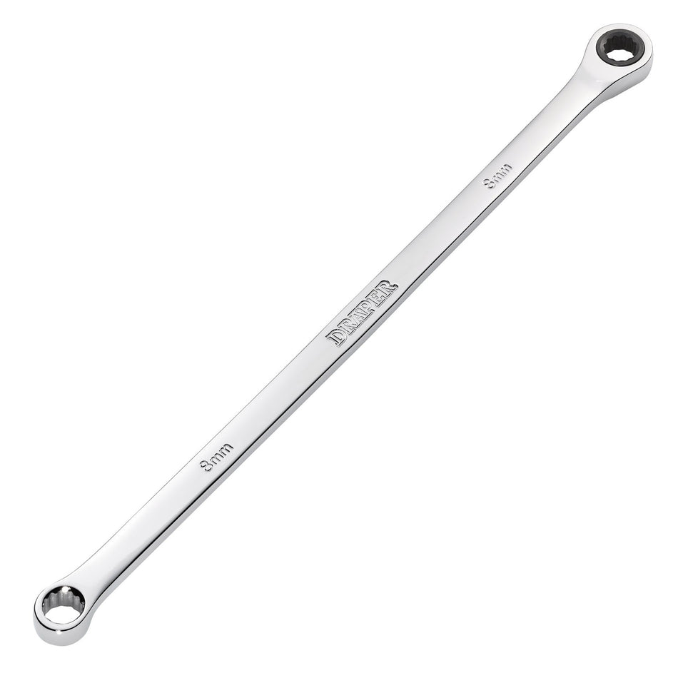 Draper HI-TORQ Metric Extra-Long Double Ring Ratchet Spanner, 8mm : Model No. 8231BSXLMM