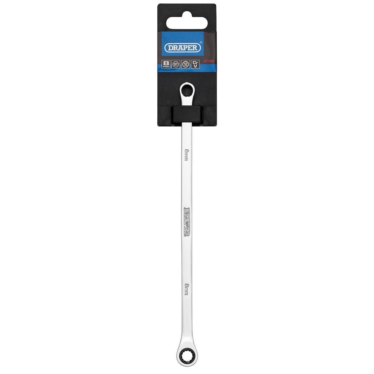 Draper HI-TORQ Metric Extra-Long Double Ring Ratchet Spanner, 8mm : Model No. 8231BSXLMM